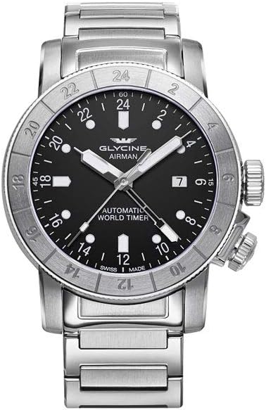 Glycine Airman Mens Analog Swiss Automatic Watch with Stainless Steel Bracelet GL0154