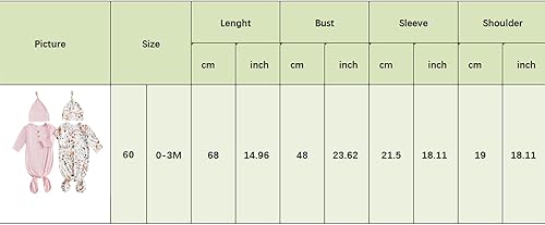 Miniatura 6 de Merqwadd Conjunto de pijama para bebé niño y niña, paquete de 2 unidades, camisón anudado para recién nacido con sombrero, pijamas para dormir