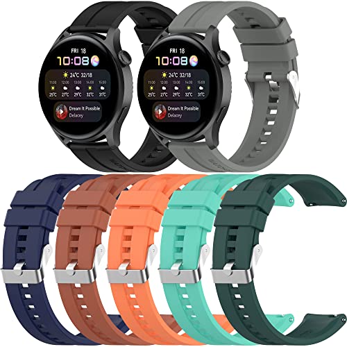 Chofit Band Compatible with Huawei Watch GT2 46mm/Watch GT 2 Pro/GT 2e/GT Active Watch/Watch 3/Watch 3 pro, 22MM Silicone Replacement Wristband Strap, 7 Pack (7 Color)