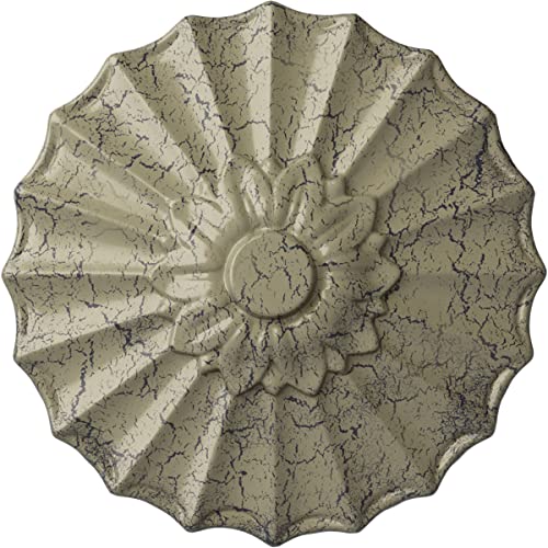 Image of Ekena Millwork CM09SHCSC 9 inch x 1-3 /8 inch Shakuras Ceiling Medallion, Castle Stone Crackle