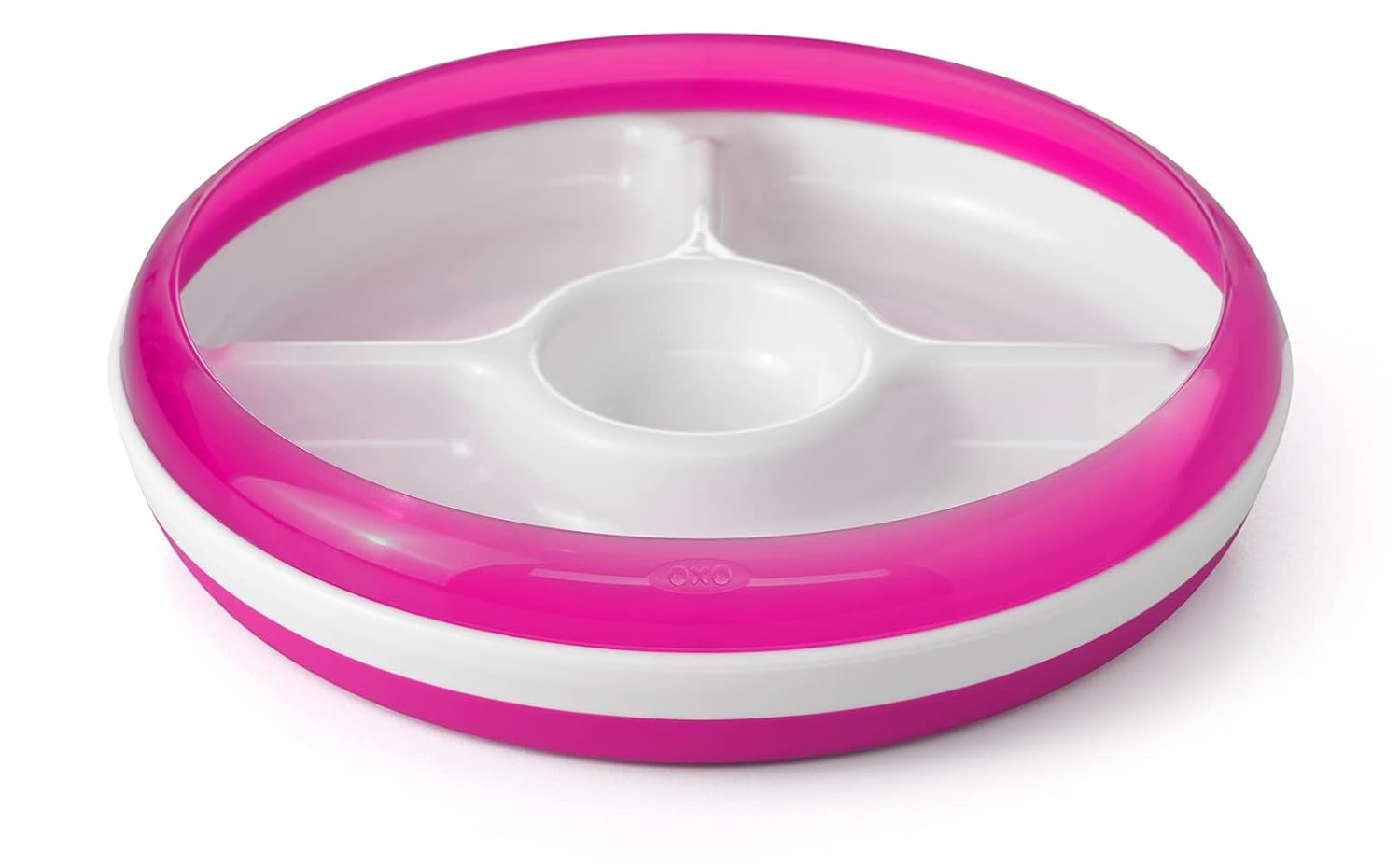 OXO Tot Divided Plate with Removable Training Ring and Dipping Center-Pink