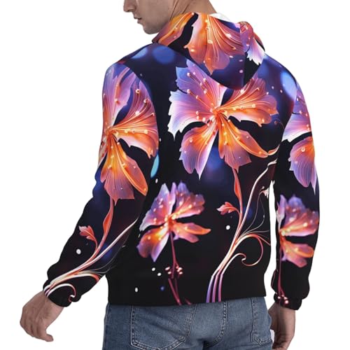 Men's Fleece Pullover Hoodie Long Sleeve Hooded Cool Decorative FLowers Sweatshirt Casual Shirts With Pockets4