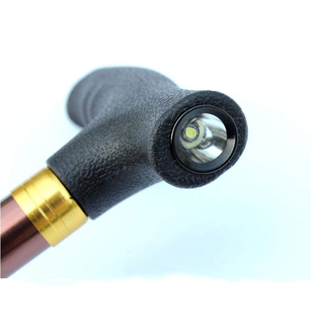 MRKU Bastón Plegable para Personas Mayores, de Aluminio, Ligero, Antideslizante, Ajustable, portátil, para Viajes, bastón de Trekking de Altura Ajustable, Ajuste de 10 velocidades con luz LED