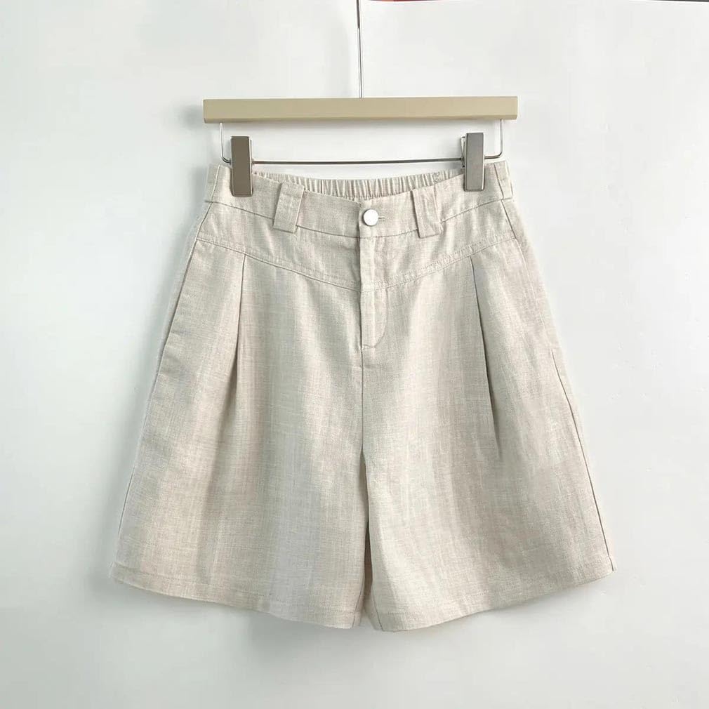 Women Soft Stretch Shorts Side Pockets Classic Solid Straight Button Daily Comfy Short Pants