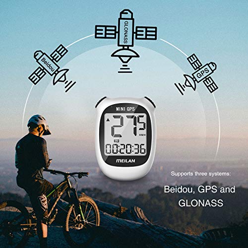 MEILAN M3 Mini GPS Bike Computer Wireless Cycling Computer Bicycle Speedometer and Odometer Waterproof Cycle Computer Bicycle Computer for Road Bicycle MTB Bicycle (White)