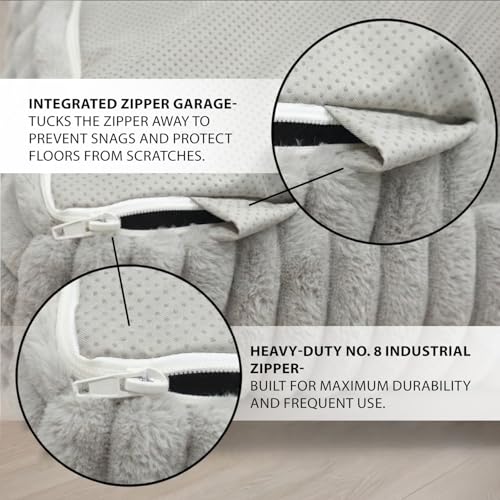 Image of Matini Home Large Crash Pad - High-Density Foam Floor Landing Mat with Washable Cover, Professional Gymnastics Training Equipment for Impact Support, Jumping and Lounging - Light Gray, 60 inch x 60