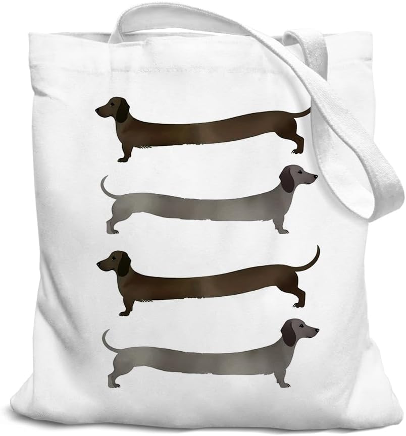 Pink Dachshund Dog Gifts Canvas Tote Bag for Women Teens Teen Girls, Grocery Reusable Shopping Bags