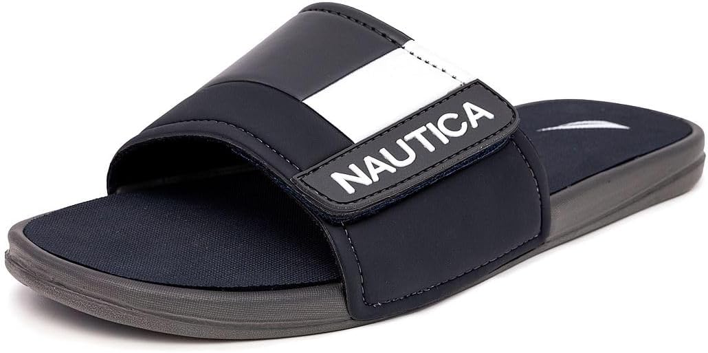 Men's Athletic Slide Sandal, Adjustable Straps, Comfort Slip-On