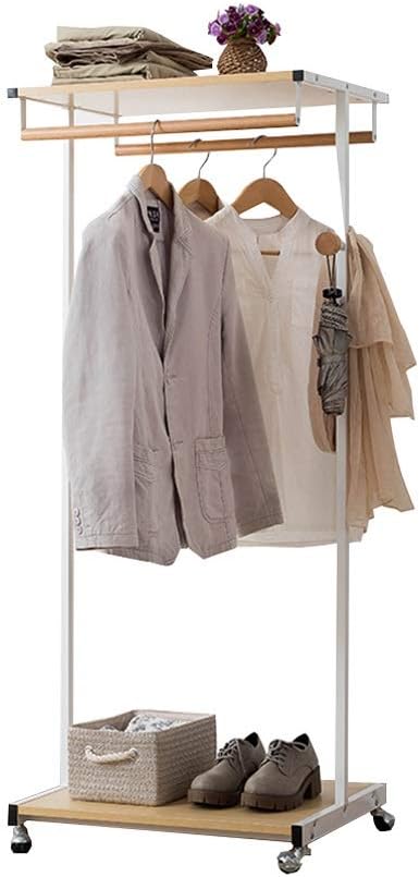 Barture-coat rack，Multifunctional Coat Stand，Steel Wood Bedroom Hanger Floor Rack Storage Rack Clothes Rack (Color : White)