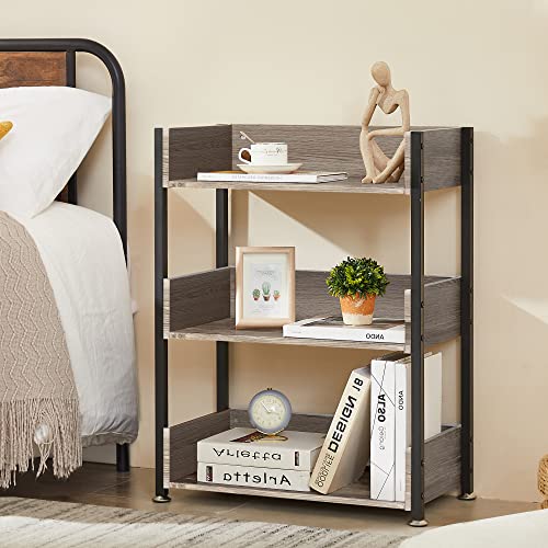 Vecelo 3-Tier Bookcase,Small Storage Shelves,Industrial Shelving Unit For Living Room,Bedroom,Classroom,Brown #TOP3