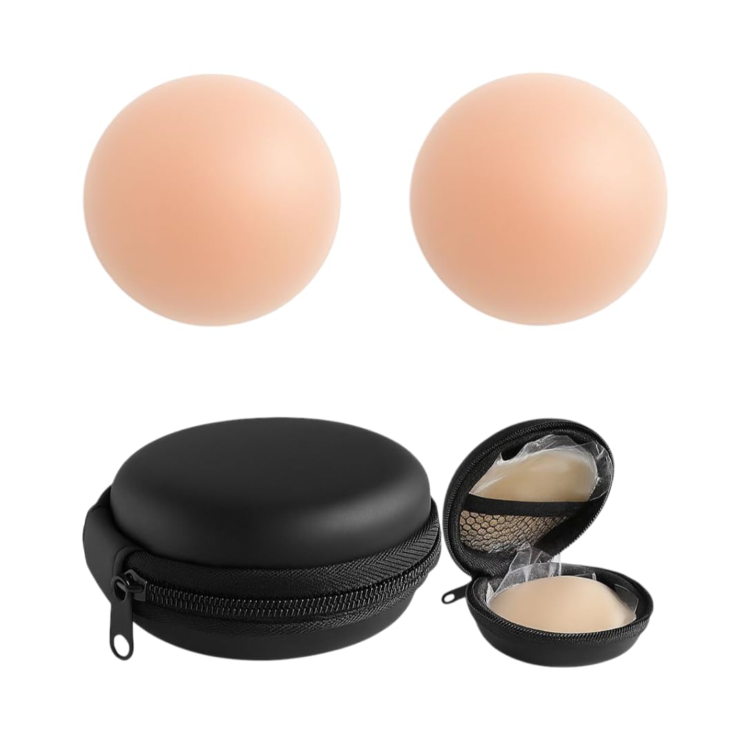 xaitu global Xaitu Silicone Nipple Covers for Women | Invisible, Reusable, Sweatproof Stick-On Pasties | No Show, Skin Tone Nipple Covers for Backless Dresses, Saree Blouses, Strapless Tops | with Travel Beige-picture-41