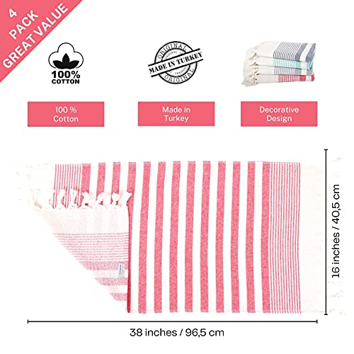 Clotho Turkish Hand Towel Set For Bathroom - 4 Pack Decorative Towels For Bathroom And Kitchen - 100% Cotton 20X40 Inches - Lightweight Face And Hair Towels For Spa Yoga Gym #TOP1