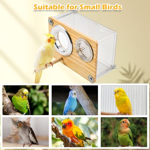 Image of Bird Nesting Box for Window,Transparent Parakeet Nest Breeding Box Parrot Breeding Mating Box Bird Nest Box House Cage Accessories with Wood Perch for Parakeet Budgie Conure Parrot