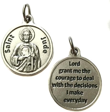 Saint St Jude Silver Tone Italian Medal Pendant Charm Catholic Religious Made in Italy 3/4 Inch