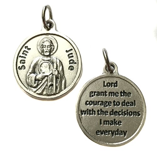 Saint St Jude Silver Tone Italian Medal Pendant Charm Catholic Religious Made In Italy 3/4 Inch #TOP3