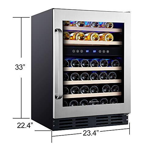 Mini Fridge, Kalamera 24" Wine Cooler Refrigerator 45 & 46 Bottle Dual