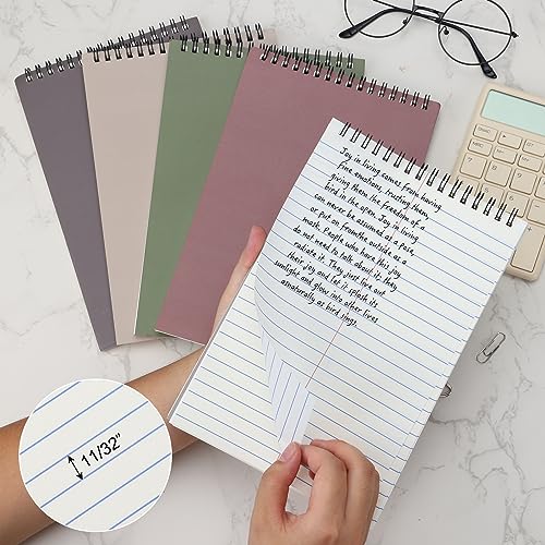 EOOUT Top Spiral Steno Pads 5 Pack Aesthetic Pocket Notebooks 6x9 Inches, 60 Sheet White Paper Gregg Rule, Colorful Covers, Steno Notebooks for Writing Notes in School, University, College, Office - Thumbnail 4