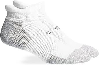 Top Flite Mens Ultra Dri Heel Tab Cushioned Low Cut Sport Socks 2 Pair Pack, White, Large