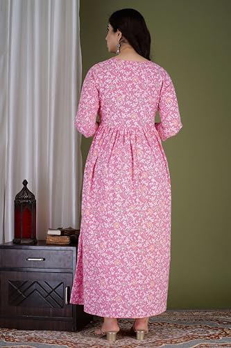 Image of Maternity Feeding Kurtis for Women Cotton - Zip Access Nursing Dress | Comfortable Pregnancy Wear | Stylish Feeding Kurti | Soft Cotton Maternity Dresses for Womens