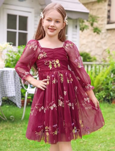 IDOPIP Toddler Baby Girls Dresses Long Puff Sleeve Pageant Mesh Tutu Dress Infant Wedding Baptism Photo Shoot Tulle Dress2