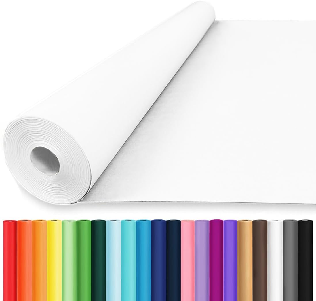 Vanhench 24"x1500"(125') White Wrapping Paper, White Easel Painting Drawing Paper Roll Kids Art Supplies, Chart Poster Bulletin Board Paper Floor Covering Crafts Gift Wrap Paper 80GSM 55LB White 24" x 125'