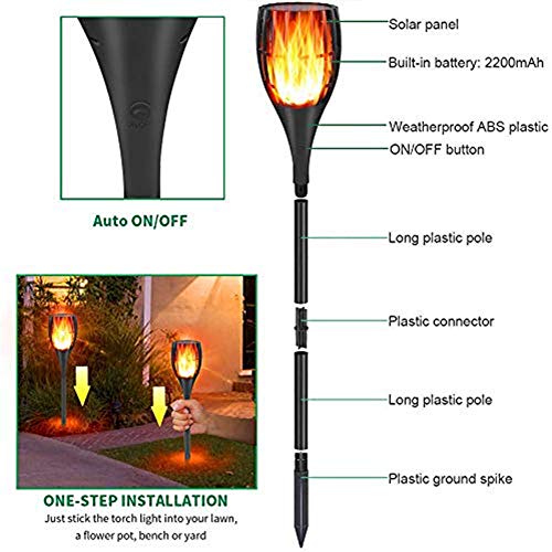 Fitybow Solar Torch Lights Outdoor, Waterproof Dance Flame Lighting Solar Garden Light Outdoor Landscape Decoration Lighting Dusk To Dawn Security Torch Light For Patio Deck Driveway 4Pack #TOP2