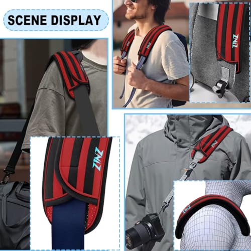 Image of ZINZ 2-Pack Universal Shoulder Pad with Ultra Thick Cushion for Bag Luggage Bag Crossbody, Plus Long & Anti-Slip & Breathable,Black red Black