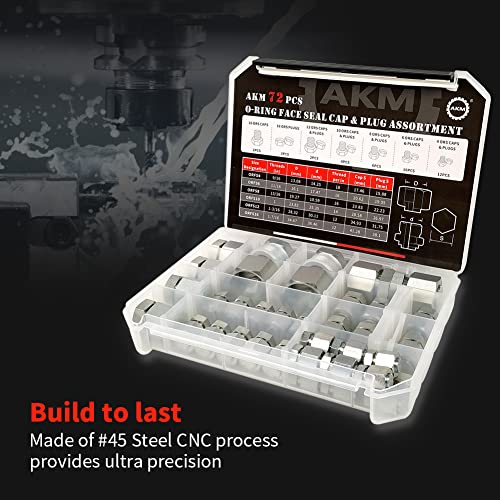 Akm 72Pcs Master Industrial Hydraulic Cap And Plug Hose Tube And Pipe Fitting Kit Cap And Plug Kit Precision Threading In Dash Sizes 4 6 8 10 12 16 (Jic 72Pcs) #TOP4