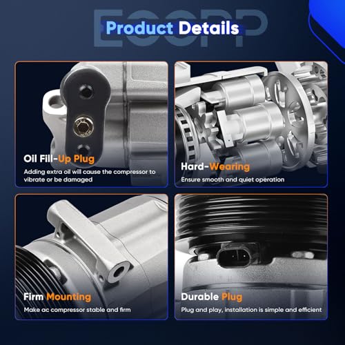 Image of ECCPP AC Compressor 2010-2011 for Chevrolet Equinox for GMC Terrain 2.4L | Fast Cooling AC Compressor with Clutch