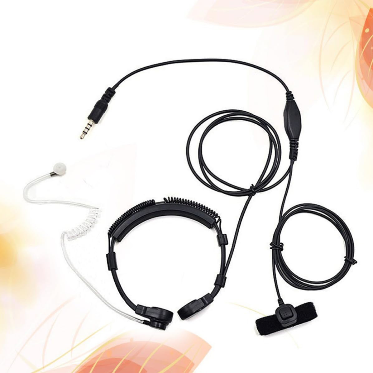 Kisangel 3,5 mm Klinkenstecker Kopfhörer mit Luftkanal Vibrationsmikrofon Kehlkopfgeräuschdämpfung Strahlenschutz und Verstellbarer Größe für Mobiltelefone und Computer