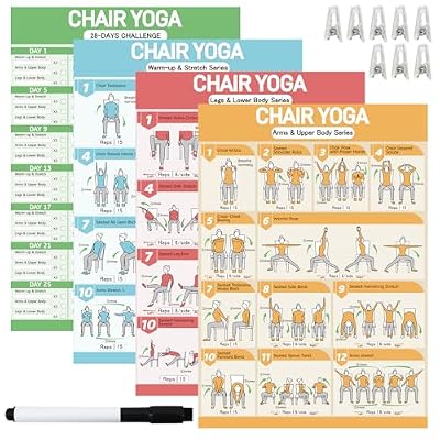 Chair Yoga Poster Set for Seniors&Beginners, 16.5X11.8 inch, Colorful