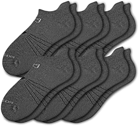 Socks Daze Fun Ankle Wool Running Socks Mens, Unisex Thick Terry Fitness Moisture Wicking Lightweight Ultra-Comfortable Wool Sneaker Socks Women, 6 Pairs Dark Grey, Large