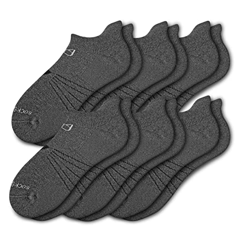 Socks Daze Fun Ankle Wool Running Socks Mens, Unisex Thick Terry Fitness Moisture Wicking Lightweight Ultra-Comfortable Wool Sneaker Socks Women, 6 Pairs Dark Grey, Large #TOP4