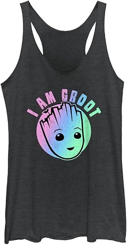 Marvel Groot Round - Camiseta sin mangas con espalda cruzada para mujer