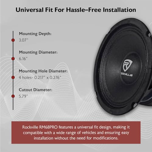 Rockville RM68PRO Midrange Car Speaker, 6.5”, 200W, 8 Ohm, Mid-Bass, Open Basket, Kevlar Cone, CEA Compliant, 90oz Magnet, Perfect for Car Audio by Rockville - Image 8