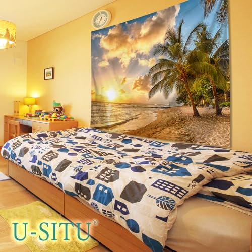 U-SITU タペストリー 壁掛け 壁飾り 海 朝日 砂浜 自然景色 オシャレ 背景 多機能 布ポスター インテリア 雰囲気転換（サイズ：長さ150cm x 幅200cm）カラー：GT0039B [3]