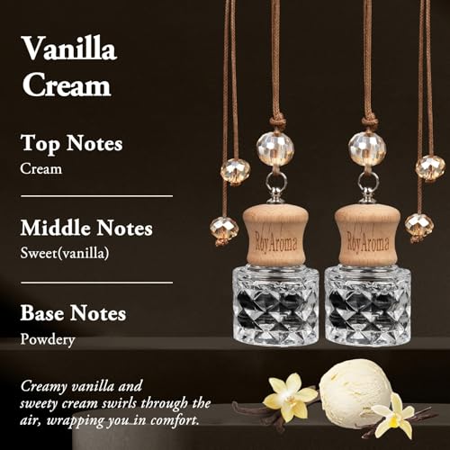 Image of RoyAroma 2 Sets Car Air Freshener Diffuser for Essential Oils (transparent, Vanilla Cream)
