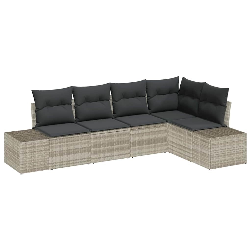 Ensemble canapé de jardin polyrotin haut de gamme modulable gris clair