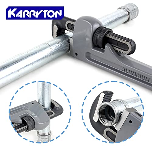 Image of Aluminum Pipe Wrench Set, 10 inch 14 inch 18 inch 24 inch(4 Pack) Adjustable Straight Handle Plumbing Wrench Set, Heavy Duty Plumbers Tool with Drop Forged Jaw,Exceed the Standard GGG