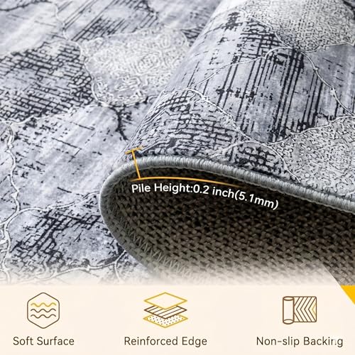 Image of Medallion Vintage Look Carpet for Living Room Bedroom Dining Room | Washable Area Rug with Non Slip TPR Backing | Modern Floor Carpet for Home(Design04-5x7 Feet)