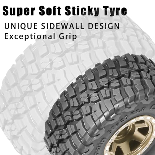 RcThjia 1.0 Beadlock Wheel Soft Tire Set RC Upgrade Part for Traxxas 1/18 TRX4M 1/24 RC Crawlers car Axial SCX24 FMS FCX24 Gladiator Bronco C10 JLU Deadbolt B17 Upgrade.(4Pcs/Set) — view 3