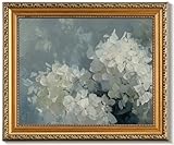 uniro Vintage Gold Framed Wall Art for Home Decor, Retro Blue Hydrangea Flower Canvas Art Prints Artwork, Aesthetic Bedroom Wall Art Easter Floral Wall Decor, French Country decor Spring Botanical Oil Painting Picture for Bathroom, Gallary, Living Room, Office, Desktop Decor - 8x10Inch