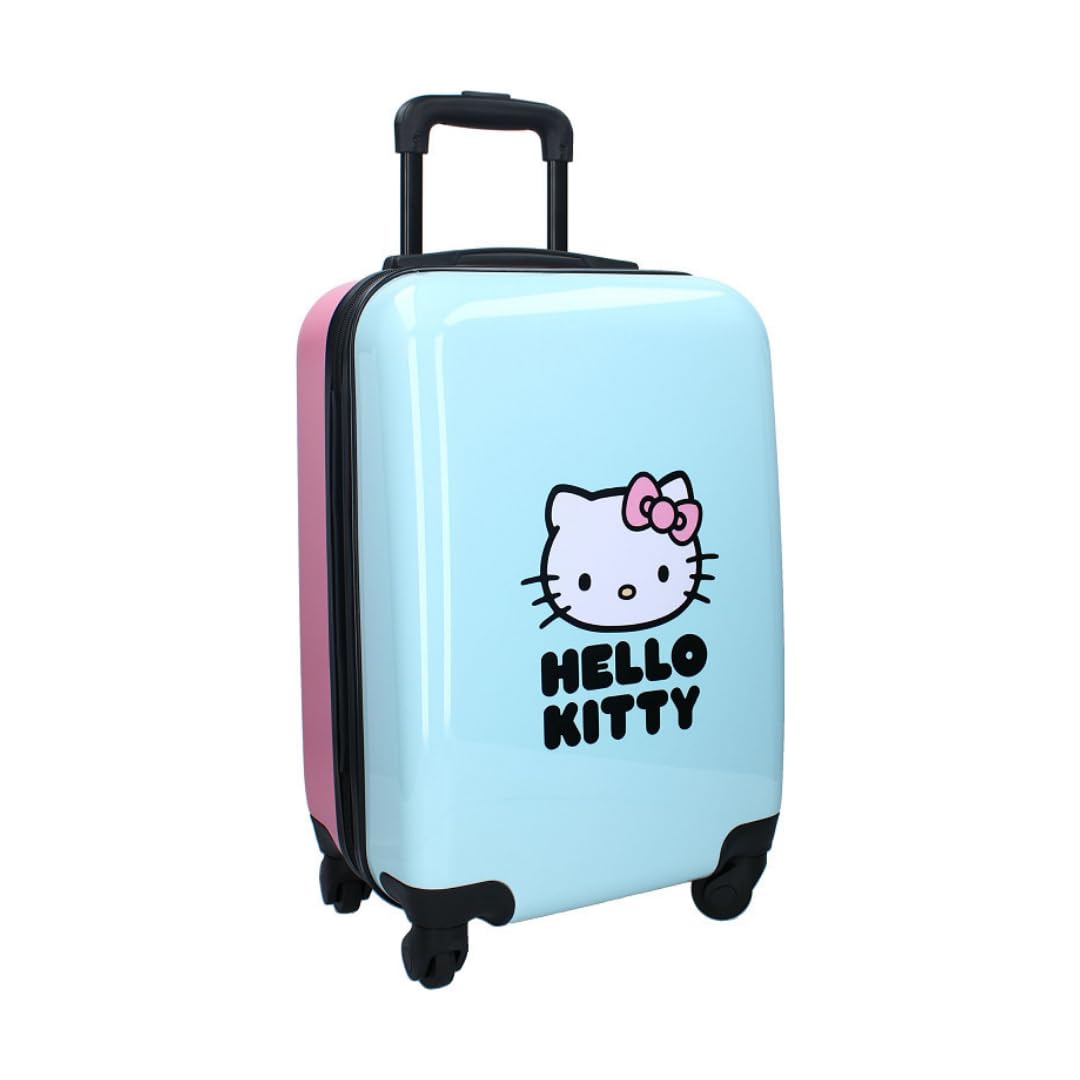mybagstory - Mała walizka kabinowa Hello Kitty - Dziecko - Bagaż - Podróż - Wakacje - Rozmiar 46 cm - kółka - Pomysł na prezent, Hello Kitty - Różowy/Niebieski, Klasyczny