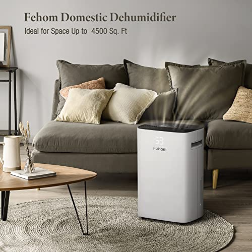 Fehom 4500 Sq. Ft Dehumidifier With Drain Hose - Ideal For Basements, Bedrooms, Bathrooms And Laundry Rooms - With Digital Control Panel, 24 Hr Timer, And Front Humidity Display #TOP1