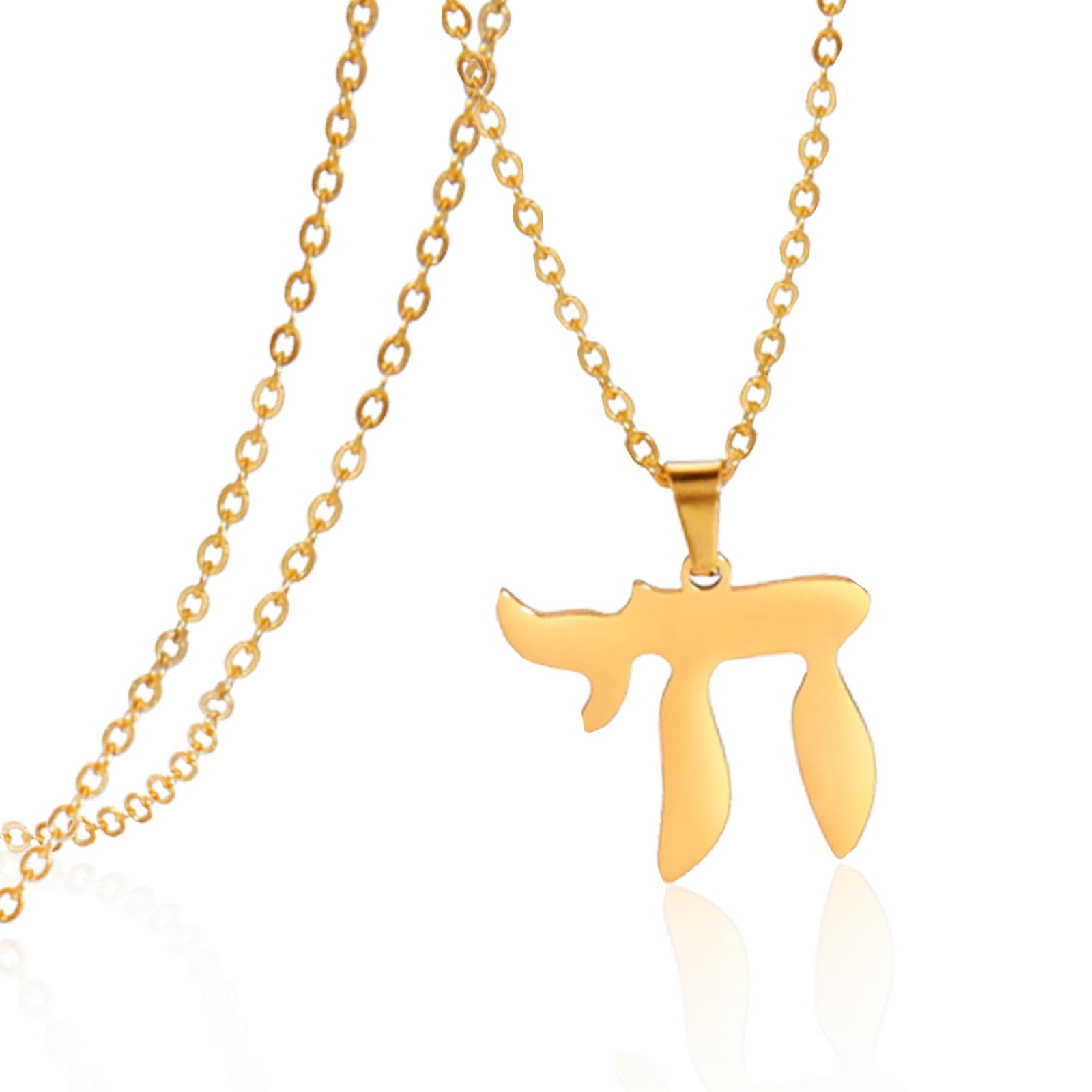 Pendentif Chai Hébreu En Acier Inoxydable - Symbole De La Vie Juif - Porte-bonheur Unisexe Doré Ou Argenté