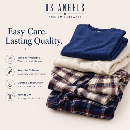 Image of US Angels Boys Pajamas Set | 4-Piece Long Sleeve & Fleece Pants | Soft Warm Sleepwear Pjs for Kids & Teens