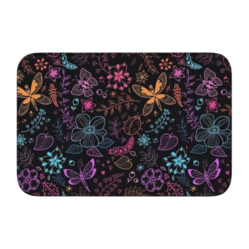 玄関マット 花柄 蝶柄 バスマット 室内 屋外 足拭きマット カーペット おしゃれ 北欧 滑り止め付き 洗える ベットルーム 浴室 台所 寝室 業務用 家庭用 40×60cm