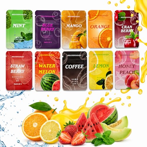 10 Packs Flavoured Inner Filter Breathlace Breathing Necklace 4 * 19mm Core Refills with Mint & Fruit Flavours Anxiety Relief Resistance Filter for Breath Practice Relaxation Stress Calm Calming