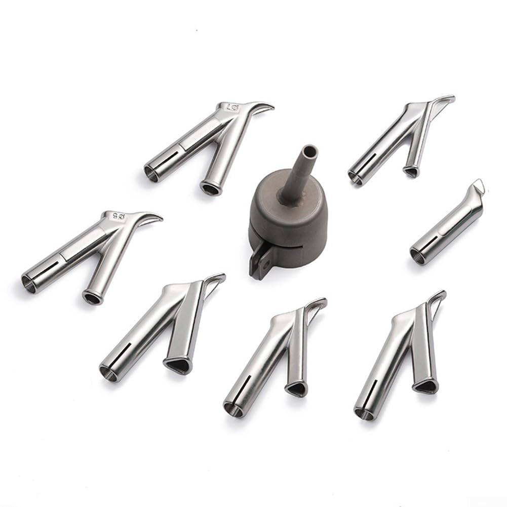 Lot de 8 buses de soudage à air chaud pour soudage en plastique PVC PP, comprend une pointe de vitesse ronde de 5 mm, 7 mm, 4 x 6, 5 x 7, 7 x 8, 8 x 9 mm, buses de soudage triangulaires