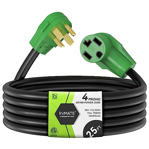 RVMATE 4 Prong Dryer Extension Cord 25 Feet, 30 Amp NEMA 14-30P to 14-30R by RVMATE - Used condition - US$49.08